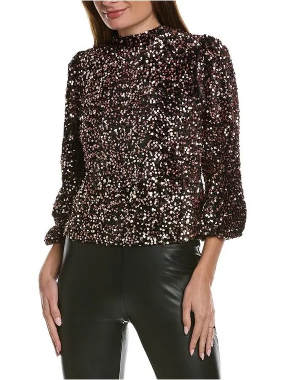 Nanette Lepore Sequin Mock Neck Women’s Top